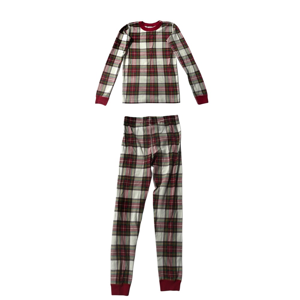 Hanna Andersson Pajamas‎ Kids 12 Holiday Red Green Plaid Organic Cotton Set Long
